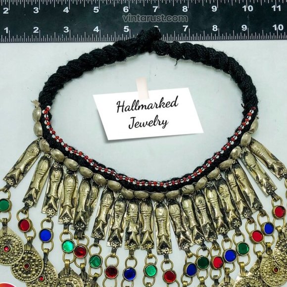 Handmade Choker Necklace, Long Dangling Tassels Fish Motif Necklace - Picture 11 of 14